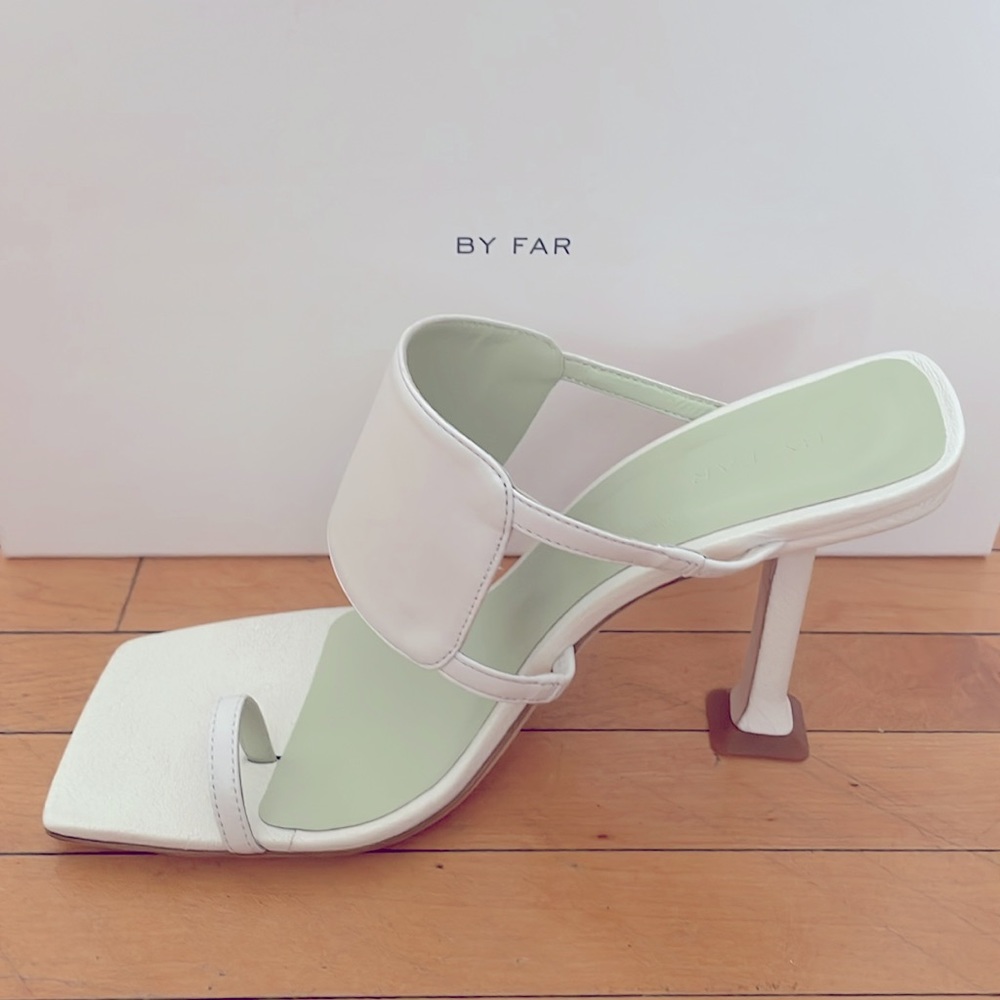 New BY FAR Gigi sandals mules heels size 37